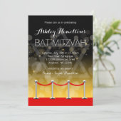 Invitation Moquette rouge argent moderne Bat mitzvah Hollywoo (Debout devant)
