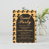 Invitation Mordern Elegant jaune & noir Arc Graduation (Debout devant)