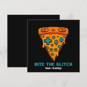 Invitation Mords le Bug Retro 8-Bit Pixel Pizza Joueur (Devant / Derrière)