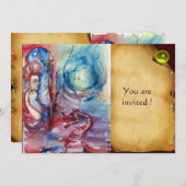 Invitation MORGANA Dame et Dragon Parchemin Gemme Jaune (Devant / Derrière)