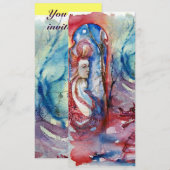 Invitation MORGANA , rose bleu violet rouge blanc (Devant / Derrière)