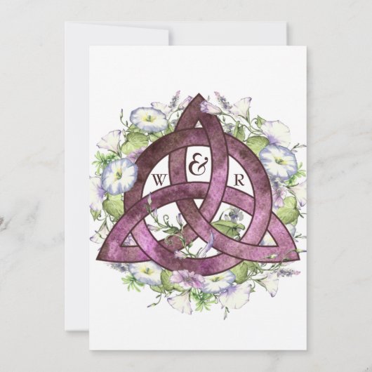 Invitation Morning Glory Plumb celtique Triquetra Handfasting (Dos)