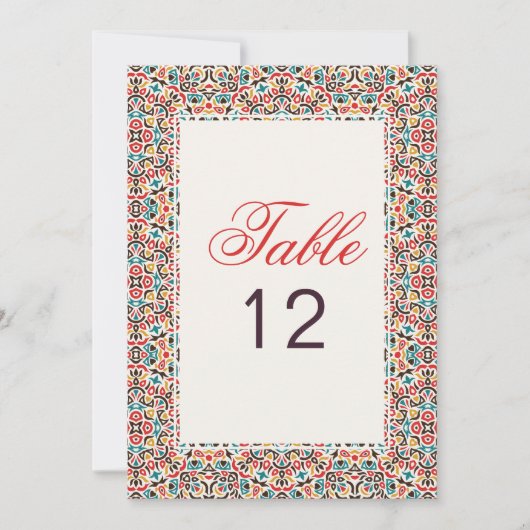 Invitation Moroccan Lattice Geo Mandala Wedding Table Number (Devant)