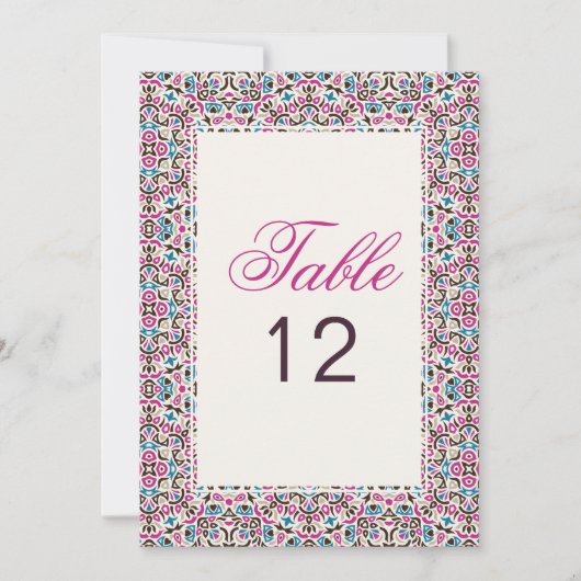 Invitation Moroccan Lattice Geo Mandala Wedding Table Number (Devant)