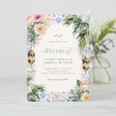 Invitation Moroccan Tile Tropical Hibiscus Wedding (Debout devant)