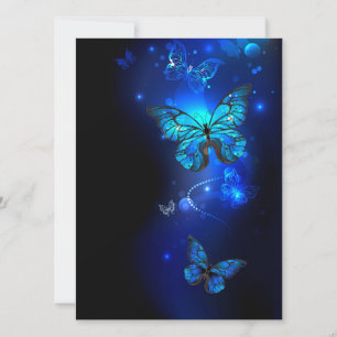 Invitation Morpho Butterfly in the Dark Background