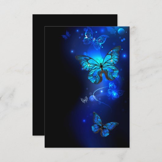 Invitation Morpho Butterfly in the Dark Background (Devant / Derrière)