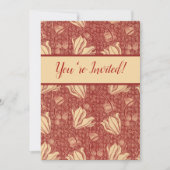 Invitation Morris Inspiré Lily Flower Botanique Rouge Textile (Devant)