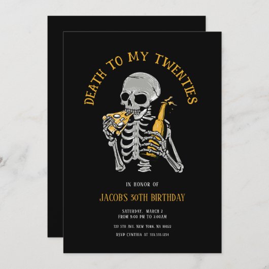 Invitation Mort à l'invitation de mes 20 ans (Devant / Derrière)
