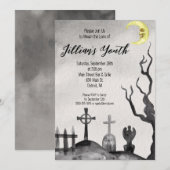 Invitation Mort à ma jeunesse, Années 20, fête d'anniversaire (Devant / Derrière)