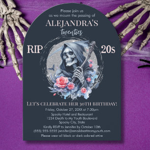 Invitation Mort à ma jeunesse Faucheuse Fête d'anniversaire 3