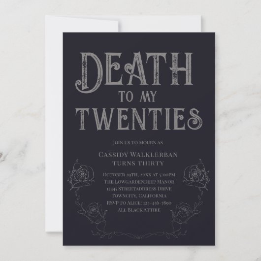Invitation Mort à mes 20 ans 30e anniversaire (Devant)