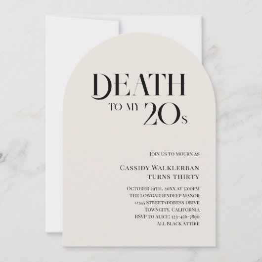 Invitation Mort à mes 20 ans 30ème anniversaire (Devant)