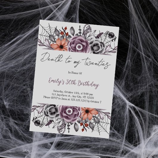 Invitation Mort à mes 20 ans Halloween Chaque année Anniversa