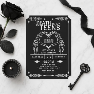 Invitation Mort à Mes Ados Anniversaire 20 Ans Gothique Tenda