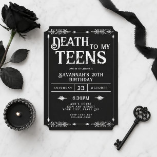 Invitation Mort à Mes Ados Anniversaire 20 Ans Gothique Tenda