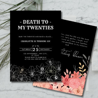 Invitation Mort minimaliste à mes 20 ans 30e anniversaire