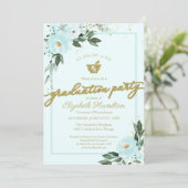Invitation Mortar Pestle Pharmacie Grad Party Gold Turquoise (Debout devant)