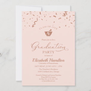 Invitation Mortar Pestlé Pharmacie Grad Party Rose Gold rose