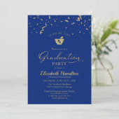 Invitation Mortar Pestle Pharmacy Grad Party Gold Confetti (Debout devant)