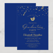 Invitation Mortar Pestle Pharmacy Grad Party Gold Confetti (Devant / Derrière)