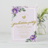 Invitation Mortar Pestle Pharmacy Grad Party Purple Floral (Debout devant)