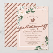 Invitation Mortar Pestle Pharmacy Grad Party rose Floral (Devant / Derrière)