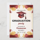 Invitation 🎓 Mortarboard Watercolor Graduation (Devant)