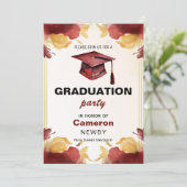 Invitation 🎓 Mortarboard Watercolor Graduation (Debout devant)