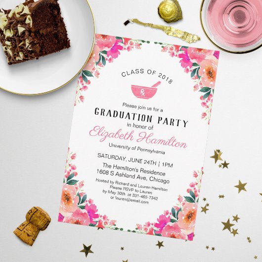 Invitation Mortier et pilon Rx Pharmacy School Grad Party
