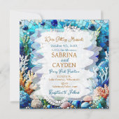 Invitation Mosaic Seahorses Plage romantique (Dos)