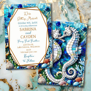 Invitation Mosaic Seahorses Plage romantique