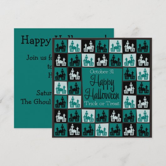 Invitation Mosaïque de maison hantée d'Halloween (Devant / Derrière)