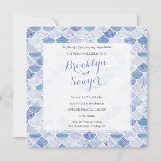 Invitation Mosaïque de marbre bleu sur mesure mariage Invitat (Devant)