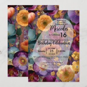Invitation Mosaïque de Pétales Dessin de Fleurs Coloré