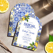 Invitation Mosaïque italienne Carrelage bleu Citrons Arch Fêt