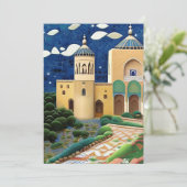 Invitation mosaïque marocaine bleu vert Aïd Moubarak (Debout devant)