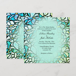 Invitation Mosaïque verte carreaux floraux Mariage