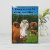 Invitation Mosey On Over Dinner Country Cow Ranch Farm Style (Debout devant)