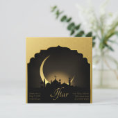 Invitation Mosquée Croissant Lune Ramadan, or, noir (Debout devant)