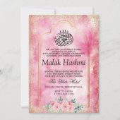 Invitation Mosquée d'or Elagant aquarelle islamique Aqeeqah (Devant)