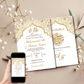 Invitation Mosquée d'or Élégance Mariage musulman Nikah
