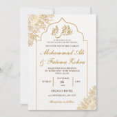 Invitation Mosquée Fleur d'Or Élégance Mariage Musulman Nikah (Devant)