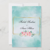 Invitation Mosquée Florale Or Bleu mariage musulman islamique (Dos)