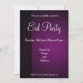 Invitation Mosquée pourpre de lune d'Eid Mubarak (Dos)