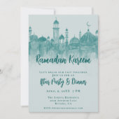 Invitation Mosquée verte turquoise Ramadan Iftar Dîner (Devant)