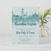 Invitation Mosquée verte turquoise Ramadan Iftar Dîner (Debout devant)