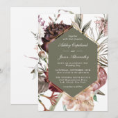 Invitation Moss Green Boho Imaginaire aquarelle Mariage flora (Devant / Derrière)