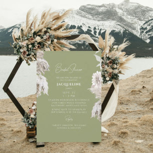 Invitation Moss Green Boho White FlorFête des mariées