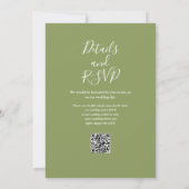 Invitation Moss Green Elegant moderne QR Code Mariage (Dos)